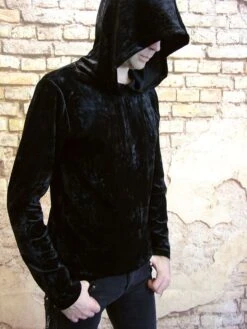 Mens Black Crushed Velvet Hoodie, Nu Goth Pullover, 15 Mens Black Crushed Velvet Hoodie, Nu Goth Pullover, -Fashion Clothing Store il fullxfull.1101900366 s11x