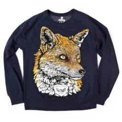 Fox Sweatshirt Animal Fox Jumper Sweater Organic Jumper Men's Jumper Unisex Jumper Skate Wear Urban Apparel Streetwear Original Design