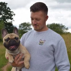 French Bulldog Small Embroidered Sweater. Dog, Frenchie, Dog Lover, Sweatshirt, Hoodie, Jumper, Cute, Novelty, Jumper