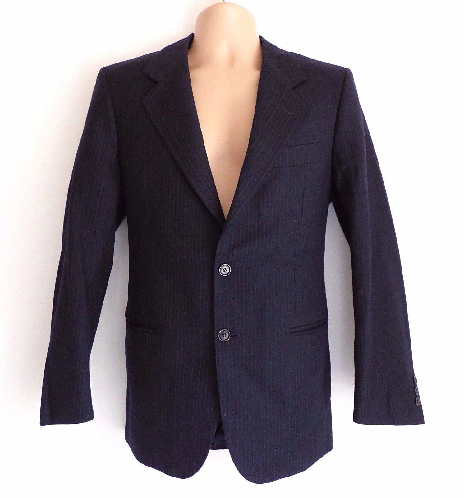 Men's Vintage ASINGHALL BlueMerino Wool Striped Blazer Suit Jacket M Pit To Pit 21.75in 55cm 1 Men's Vintage ASINGHALL BlueMerino Wool Striped Blazer Suit Jacket M Pit To Pit 21.75in 55cm