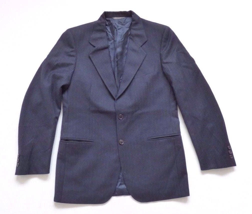 Men's Vintage ASINGHALL BlueMerino Wool Striped Blazer Suit Jacket M Pit To Pit 21.75in 55cm 4 Men's Vintage ASINGHALL BlueMerino Wool Striped Blazer Suit Jacket M Pit To Pit 21.75in 55cm - Image 4