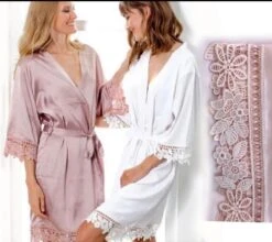 Bridesmaid Robe, Bridal Robe, Satin Lace Robe, Wedding Robe, Bridal Pjs, Personalised Robe, Bridal Gown, Bridal Gown, Floral Robe -Fashion Clothing Store il fullxfull.1884898842 alho