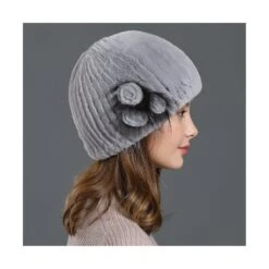 Rex Rabbit Fur Beanie Hat / Fur Hat, Women Hat, Winter Hat, Fashion Hat - Light Grey