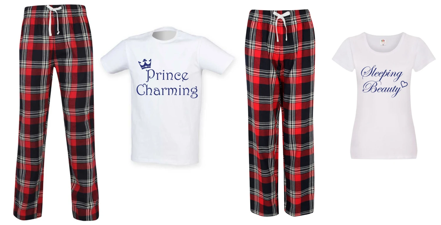 Couples Pyjamas Sleeping Beauty Snoring Beast Wedding Honeymoon Red Tartan Pajamas Long Set PJ's Pyjamas Fathers Day 1 Couples Pyjamas Sleeping Beauty Snoring Beast Wedding Honeymoon Red Tartan Pajamas Long Set PJ's Pyjamas Fathers Day