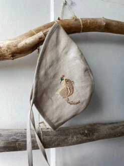 Hand Embroidered Linen Bonnet With Animal Pattern -Fashion Clothing Store il fullxfull.2284991648 4ukh
