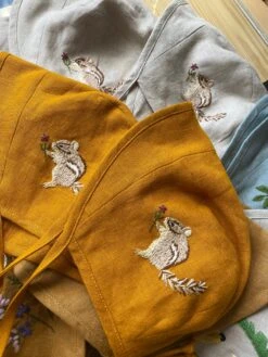 Hand Embroidered Linen Bonnet With Animal Pattern -Fashion Clothing Store il fullxfull.2412163737 jj0a