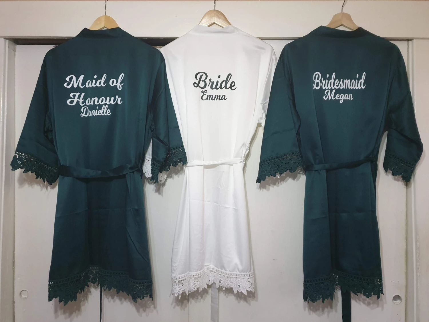 Wedding Gift Set. A Flute, White Wooden Clothing Hanger And A Robe Set. 2 Wedding Gift Set. A Flute, White Wooden Clothing Hanger And A Robe Set. - Image 2