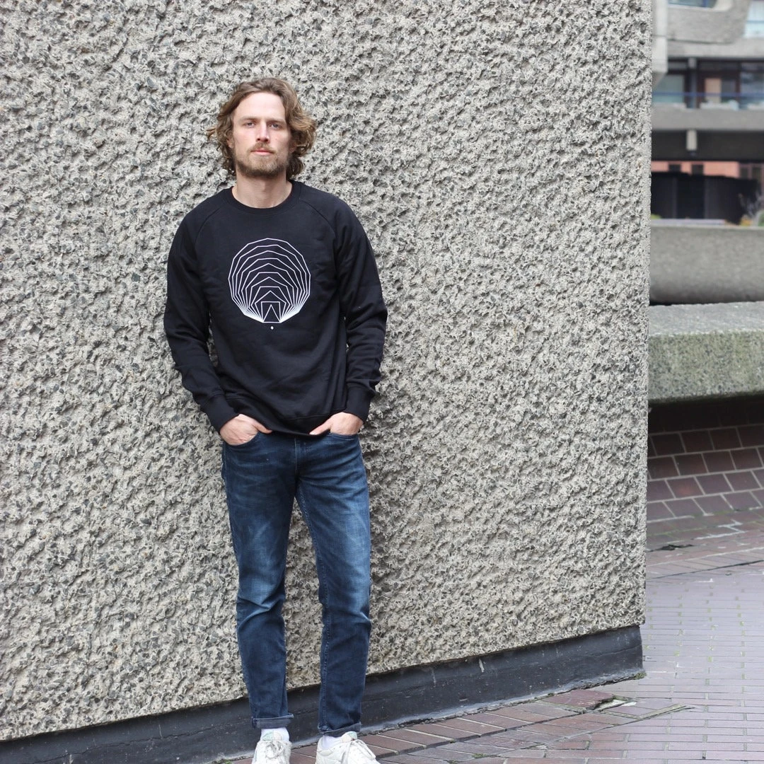 Black Geometric Sweatshirt, Sacred Geometry Jumper, Organic Cotton Sweater, Math Print Shirt, Black Graphic Sweatshirt 2 Black Geometric Sweatshirt, Sacred Geometry Jumper, Organic Cotton Sweater, Math Print Shirt, Black Graphic Sweatshirt - Image 2