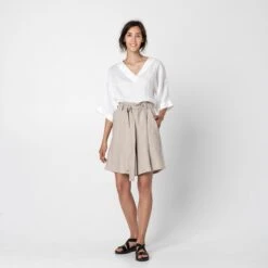Linen Drawstring Shorts, Linen Shorts For Women, Women Loose Organic Shorts