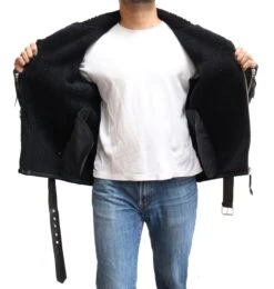 Mens Sheepskin Cross Zip Biker Jacket With Unique Patch Pocket Design And Waist Belt. Available In Black And Tan 15 Mens Sheepskin Cross Zip Biker Jacket With Unique Patch Pocket Design And Waist Belt. Available In Black And Tan -Fashion Clothing Store il fullxfull.2617271542 t7w3