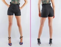 Hight Rise Short Pants, Soft Stretch Shorts, Cuff Hem Shorts, Pleated Belt Shorts, BonelliLux