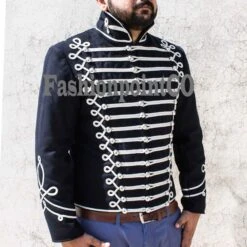 Mens Fashion Military Hussar Coat,Mens Steampunk Military Gothic Coat Style Officer Jacket