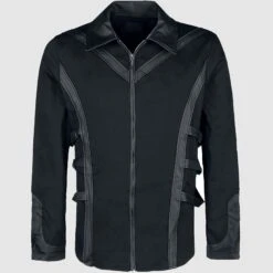 Men's Gothic Steampunk Style Jacket,Black Gothic Steampunk Jacket Faux Leather Design Jacket