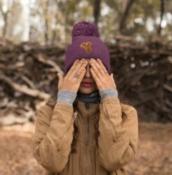 Whippet Gifts, Chunky Knit Ribbed Beanie Ski Hat With Sewn On, Laser Etched Badge.