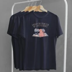 Easily Distracted By Cats And Books T-shirt Cat Reading Shirt