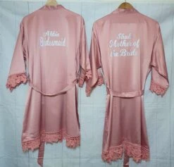 Wedding Gift Set. A Flute, White Wooden Clothing Hanger And A Robe Set.