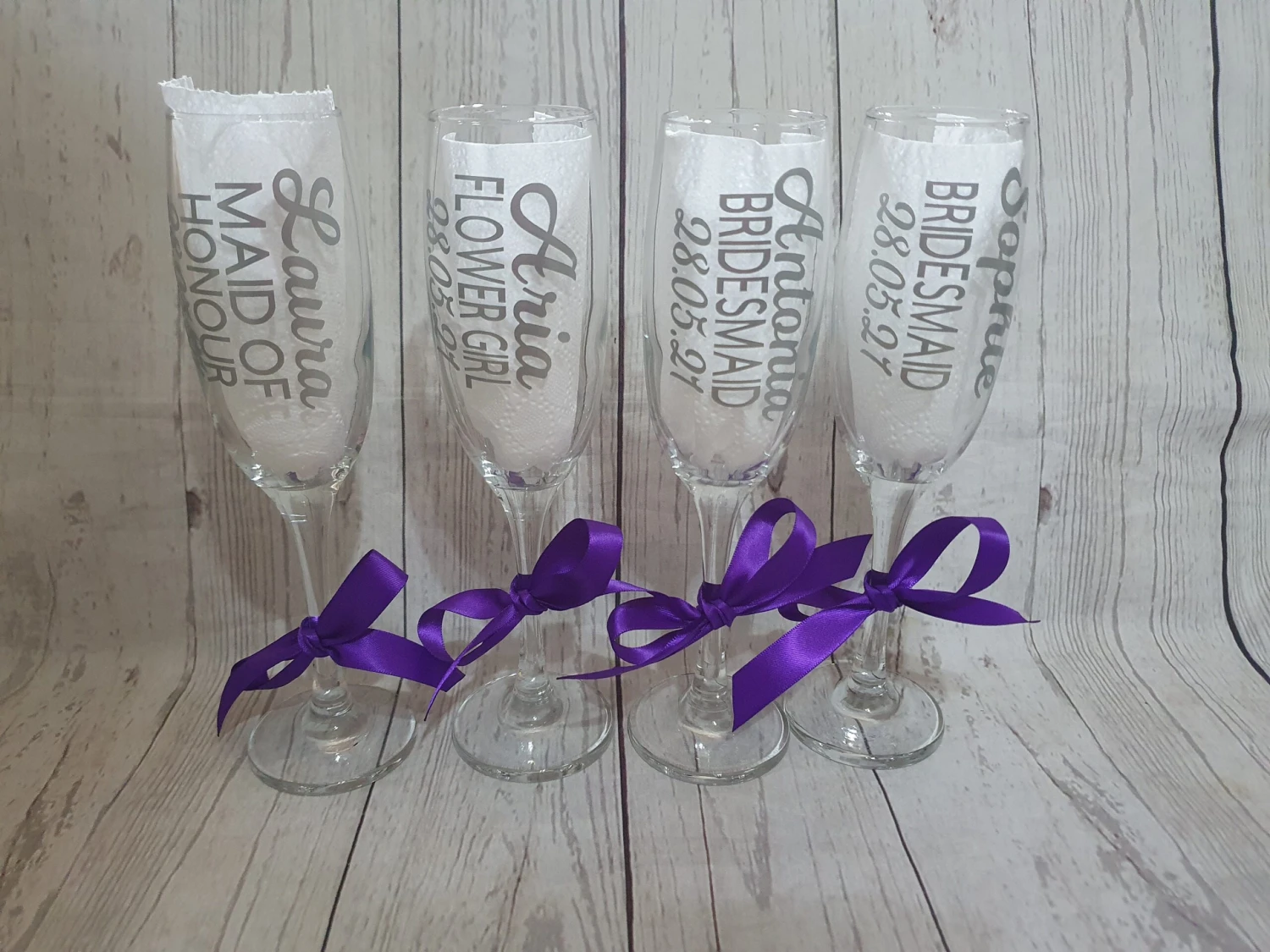 Wedding Gift Set. A Flute, White Wooden Clothing Hanger And A Robe Set. 3 Wedding Gift Set. A Flute, White Wooden Clothing Hanger And A Robe Set. - Image 3