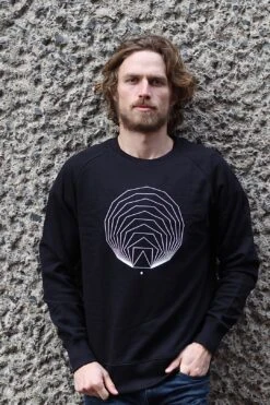 Black Geometric Sweatshirt, Sacred Geometry Jumper, Organic Cotton Sweater, Math Print Shirt, Black Graphic Sweatshirt
