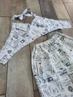 Made-to-order 1950s Vintage Co-Ord Bra Top And Shorts Two Piece Set