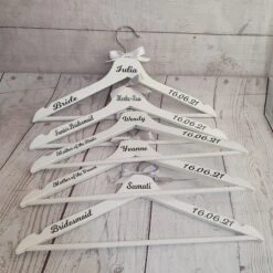 Wedding Gift Set. A Flute, White Wooden Clothing Hanger And A Robe Set. 13 Wedding Gift Set. A Flute, White Wooden Clothing Hanger And A Robe Set. -Fashion Clothing Store il fullxfull.3075092451 s6io