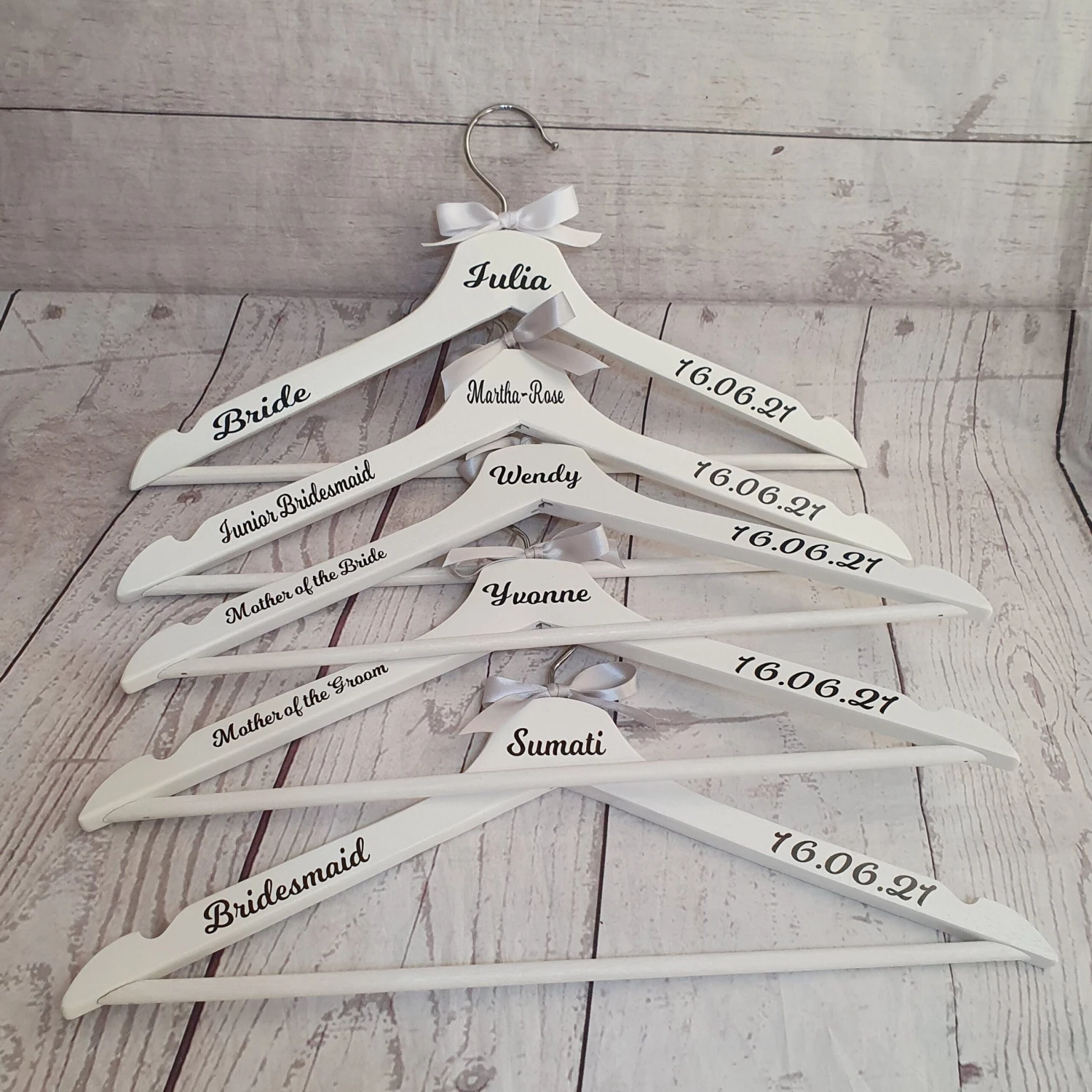 Wedding Gift Set. A Flute, White Wooden Clothing Hanger And A Robe Set. 5 Wedding Gift Set. A Flute, White Wooden Clothing Hanger And A Robe Set. - Image 5