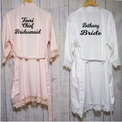 Wedding Gift Set. A Flute, White Wooden Clothing Hanger And A Robe Set. 12 Wedding Gift Set. A Flute, White Wooden Clothing Hanger And A Robe Set. -Fashion Clothing Store il fullxfull.3075093003 qrup