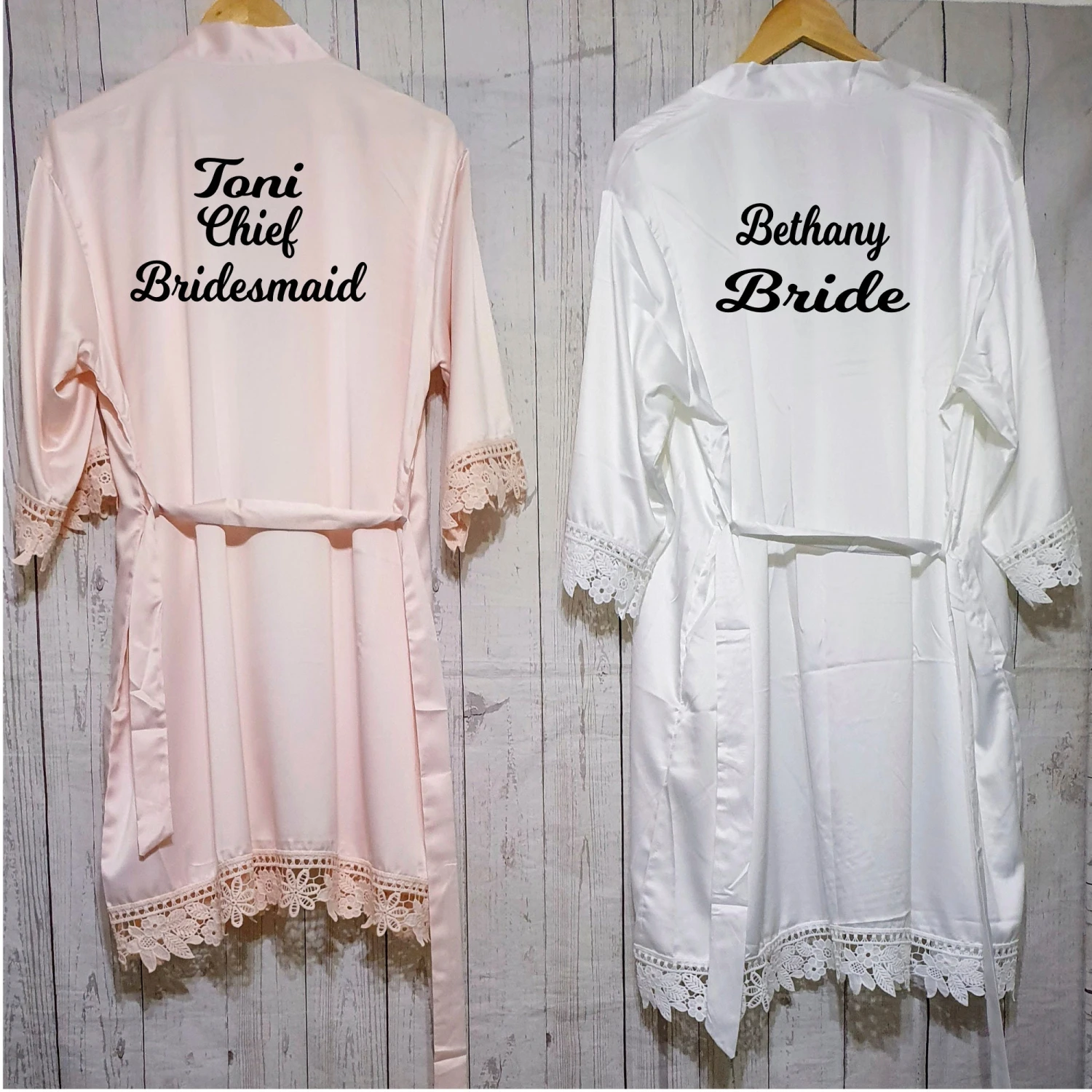 Wedding Gift Set. A Flute, White Wooden Clothing Hanger And A Robe Set. 4 Wedding Gift Set. A Flute, White Wooden Clothing Hanger And A Robe Set. - Image 4