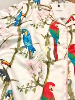 Tropical Summer Birds Design Women Short Sleeves Long Pants Pajamas Set - Satin Silk, Very Soft And Silky 13 Tropical Summer Birds Design Women Short Sleeves Long Pants Pajamas Set - Satin Silk, Very Soft And Silky -Fashion Clothing Store il fullxfull.3088922404 933s