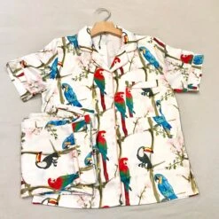 Tropical Summer Birds Design Women Short Sleeves Long Pants Pajamas Set - Satin Silk, Very Soft And Silky 16 Tropical Summer Birds Design Women Short Sleeves Long Pants Pajamas Set - Satin Silk, Very Soft And Silky -Fashion Clothing Store il fullxfull.3088923026 5ztt