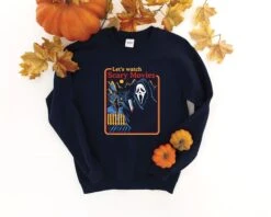LET’S WATCH SCARY Movies Halloween Sweatshirt , Halloween Gift For Friends Halloween Costume, Halloween Horror Scream Scary Sweatshirts