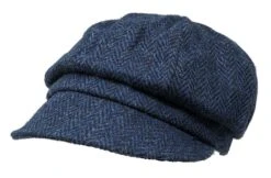 Harris Tweed Baker Boy Hat And Matching Lined Scarf Set In Navy & Black Herringbone -Fashion Clothing Store il fullxfull.3372662598 9rwt