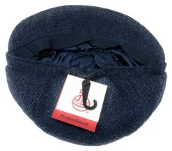 Harris Tweed Baker Boy Hat And Matching Lined Scarf Set In Navy & Black Herringbone -Fashion Clothing Store il fullxfull.3372662604 a5u7