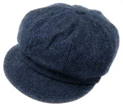 Harris Tweed Baker Boy Hat And Matching Lined Scarf Set In Navy & Black Herringbone -Fashion Clothing Store il fullxfull.3372662614 lhc5