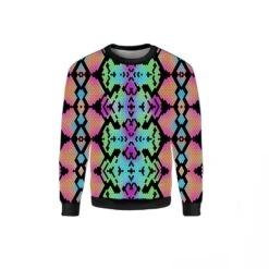 Multi Colourful Snake Reptile Animal Skin All Over Alternative Printed Sweatshirt Jumper Top