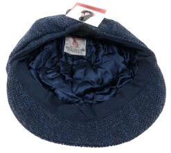 Harris Tweed Baker Boy Hat And Matching Lined Scarf Set In Navy & Black Herringbone -Fashion Clothing Store il fullxfull.3420341591 suq9