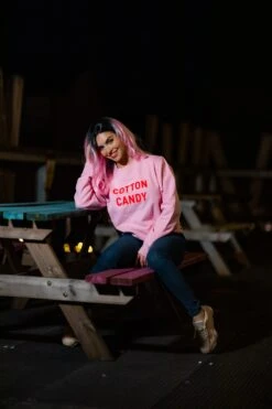 Cotton Candy Unisex Embroidered Sweatshirt. Hoodie, Jumper, Cute, Candyfloss, Novelty, Jumper, Candies, Candy Lover, Fair