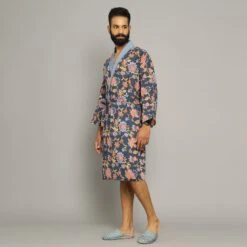 Cotton Printed Mens Bathrobe ,floral Print, 100% Soft Cotton , Dressing Gown , Kimonorobe , Boho Robe ,resort Wear. -Fashion Clothing Store il fullxfull.3538744143 6y1q