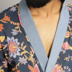Cotton Printed Mens Bathrobe ,floral Print, 100% Soft Cotton , Dressing Gown , Kimonorobe , Boho Robe ,resort Wear. -Fashion Clothing Store il fullxfull.3538744145 5wnt