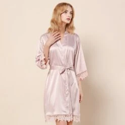 Bridesmaid Robe, Bridal Robe, Satin Lace Robe, Wedding Robe, Bridal Pjs, Personalised Robe, Bridal Gown, Bridal Gown, Floral Robe -Fashion Clothing Store il fullxfull.3624135175 3h03