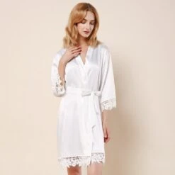 Bridesmaid Robe, Bridal Robe, Satin Lace Robe, Wedding Robe, Bridal Pjs, Personalised Robe, Bridal Gown, Bridal Gown, Floral Robe -Fashion Clothing Store il fullxfull.3624135289 fkbw