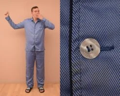 Tommy Hilfiger Pajama Set / Mens Size UK 42 EU 52 L / Man Pajamas Shirt & Pants / Blue Men Sleepwear