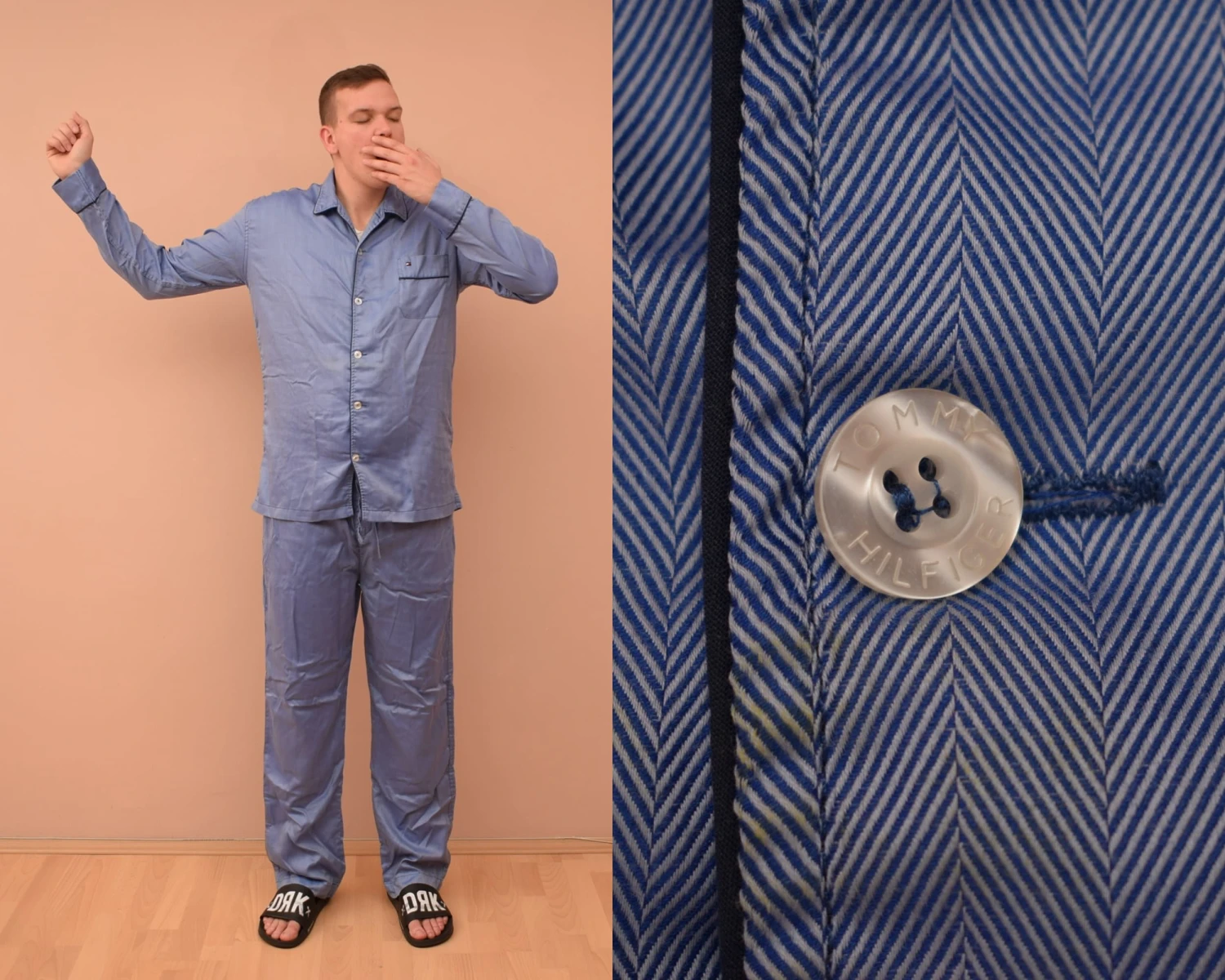 Tommy Hilfiger Pajama Set / Mens Size UK 42 EU 52 L / Man Pajamas Shirt & Pants / Blue Men Sleepwear 1 Tommy Hilfiger Pajama Set / Mens Size UK 42 EU 52 L / Man Pajamas Shirt & Pants / Blue Men Sleepwear