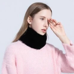 Rex Rabbit Fur Headband / Neck Warmer In Black