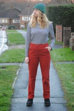 90s Vintage Rust Corduroy High Waisted Trousers