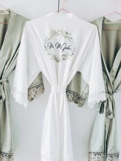 Bridesmaid Robe, Bridal Robe, Satin Lace Robe, Wedding Robe, Bridal Pjs, Personalised Robe, Bridal Gown, Bridal Gown, Floral Robe