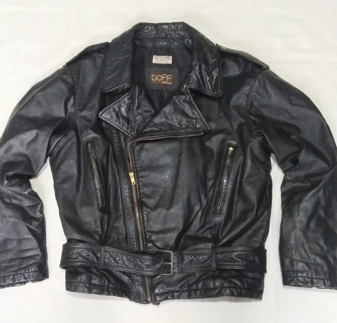 Superb Vintage TOFF LONDON Motorcycle Leather Bike Jacket - 40 - Cafe Racer - Very Cool - VGC 2 Superb Vintage TOFF LONDON Motorcycle Leather Bike Jacket - 40 - Cafe Racer - Very Cool - VGC - Image 2