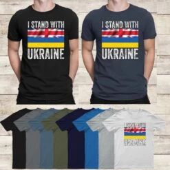 Ukraine Flag TShirt Ukraine And England Brothers Love Peace Mens T-Sirt #EG