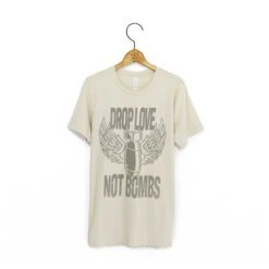Mens 'Drop Love Not Bombs' Anti-War Protest T-Shirt
