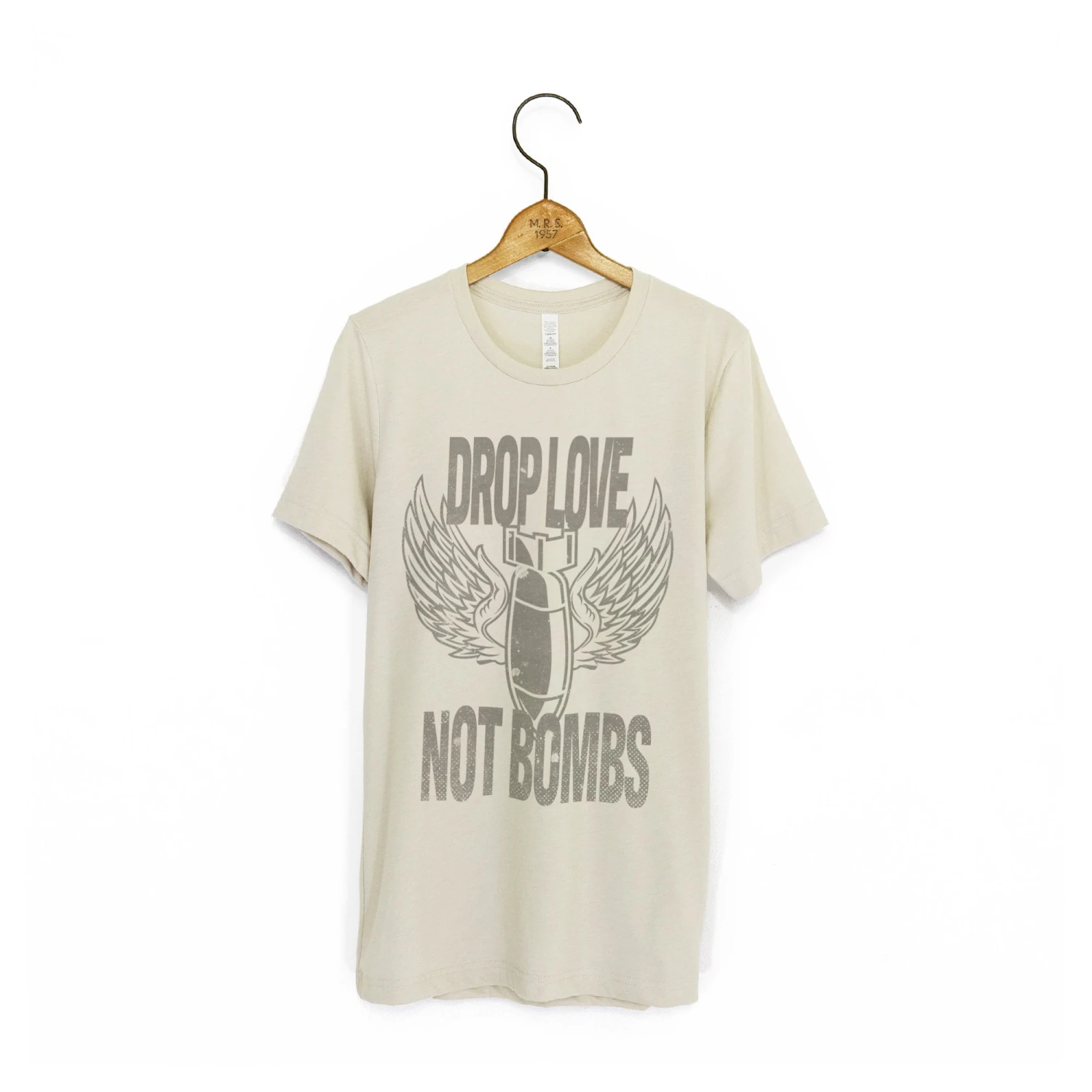 Mens 'Drop Love Not Bombs' Anti-War Protest T-Shirt 1 Mens 'Drop Love Not Bombs' Anti-War Protest T-Shirt