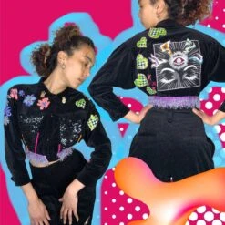Up-cycled Black Velvet Patchwork Cropped Jacket With Embroidery And Bead Trim -Fashion Clothing Store il fullxfull.3844770109 42om